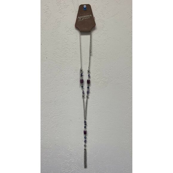 Arizona Jean Co 24" Silver Tone Purple Stone Chain Necklace - Picture 1 of 4